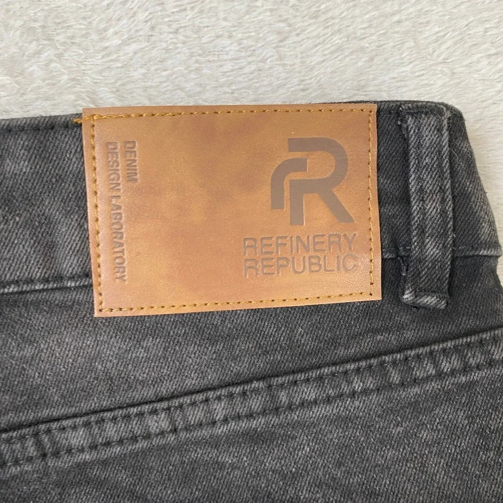 Refinery Republic Mens Black Denim Shorts Size 34 Faded 90s Grunge Skater NWT